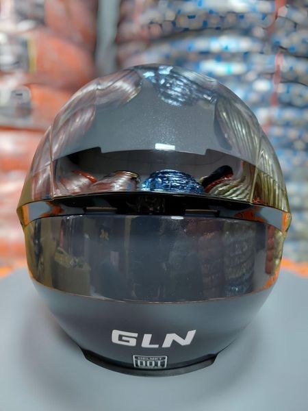 (розмір L) Мото шолом інтеграл G-Lion сірий глянець, з візором та рукавицями O15 фото